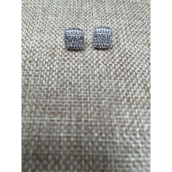 TRUMIUM Sterling Silver Pierced Earrings Gold Silver Diamond Layered Studs Unise - Picture 2 of 5